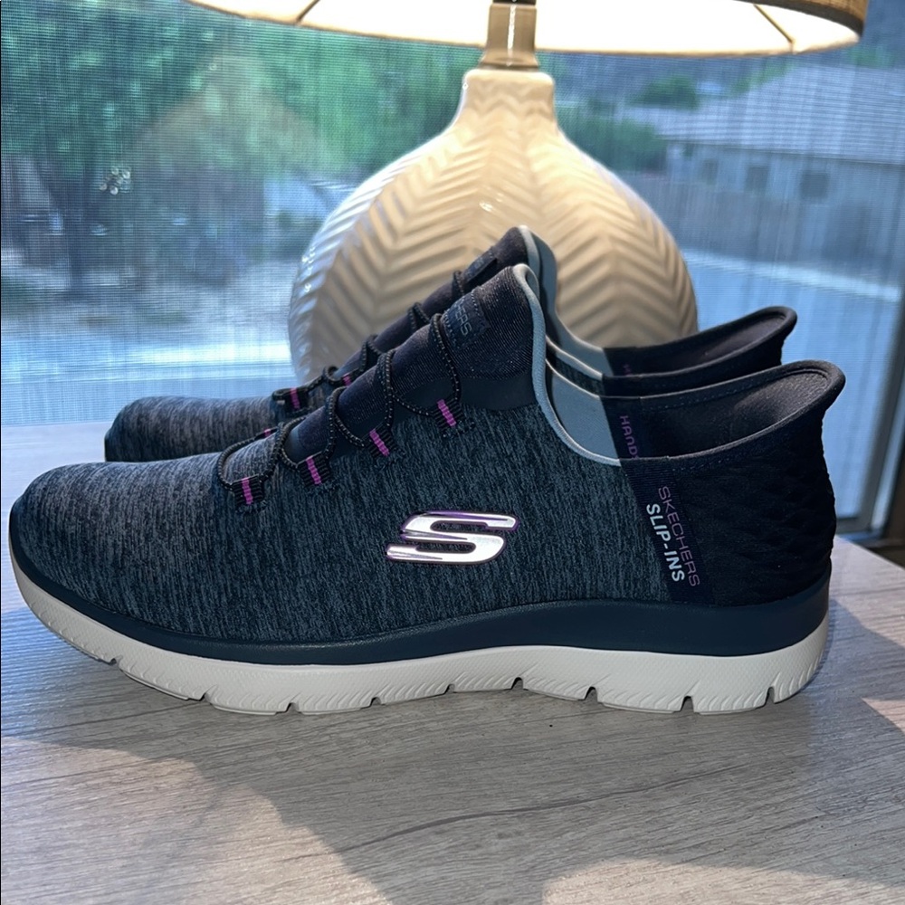 Skechers Navy and Purple Slip-On Shoes Women’s Size 7
